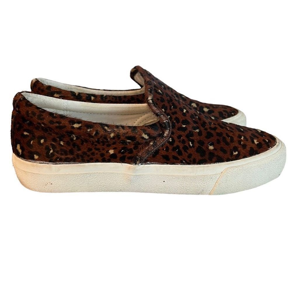 Madewell Sidewalk Slip On Sneakers Real Calf Hair Leopard Print Size 7.5